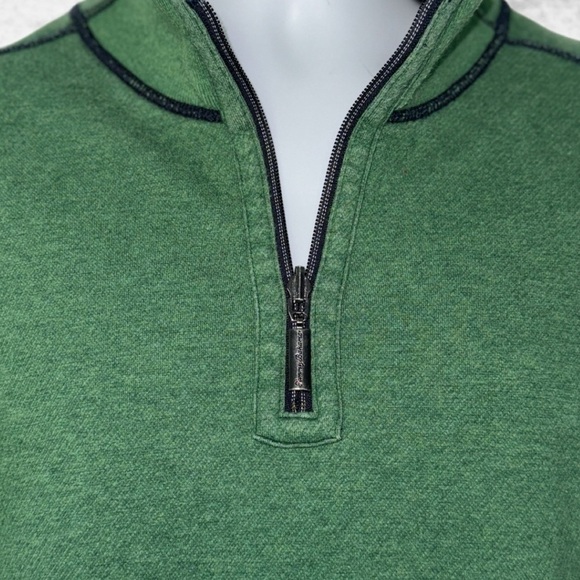 Tommy Bahama XL Green 1/4 Zip Pullover Sweatshirt Contrast Stitching - Picture 8 of 8